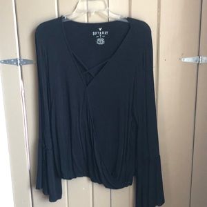 Black soft long sleeve with wide sleeves
